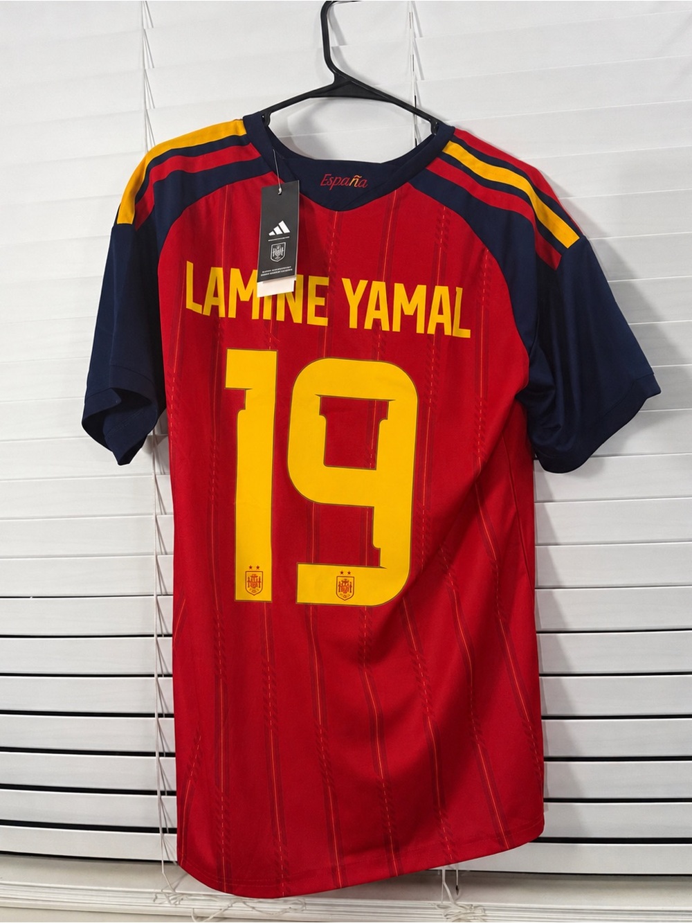 Lamine Yamal #19 Spain 2026 World Cup Champions 2-Star Red Jersey Men Sizes M, L